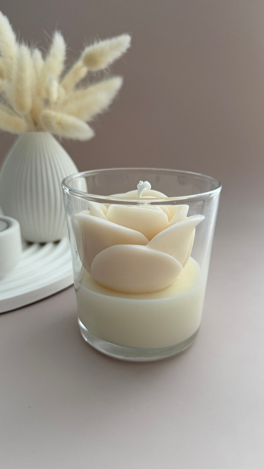 Kerze im Glas - White Rose