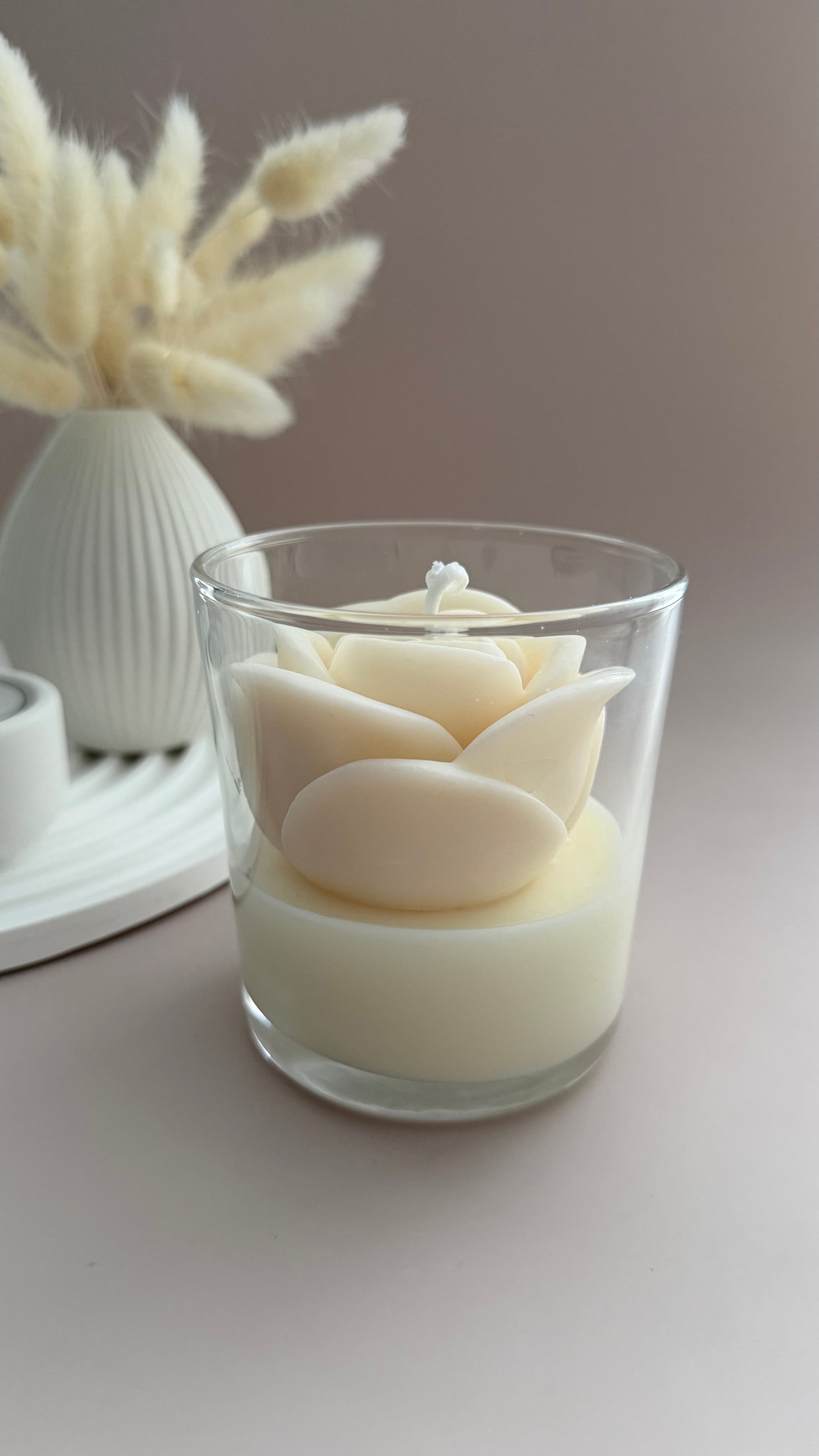 Kerze im Glas - White Rose