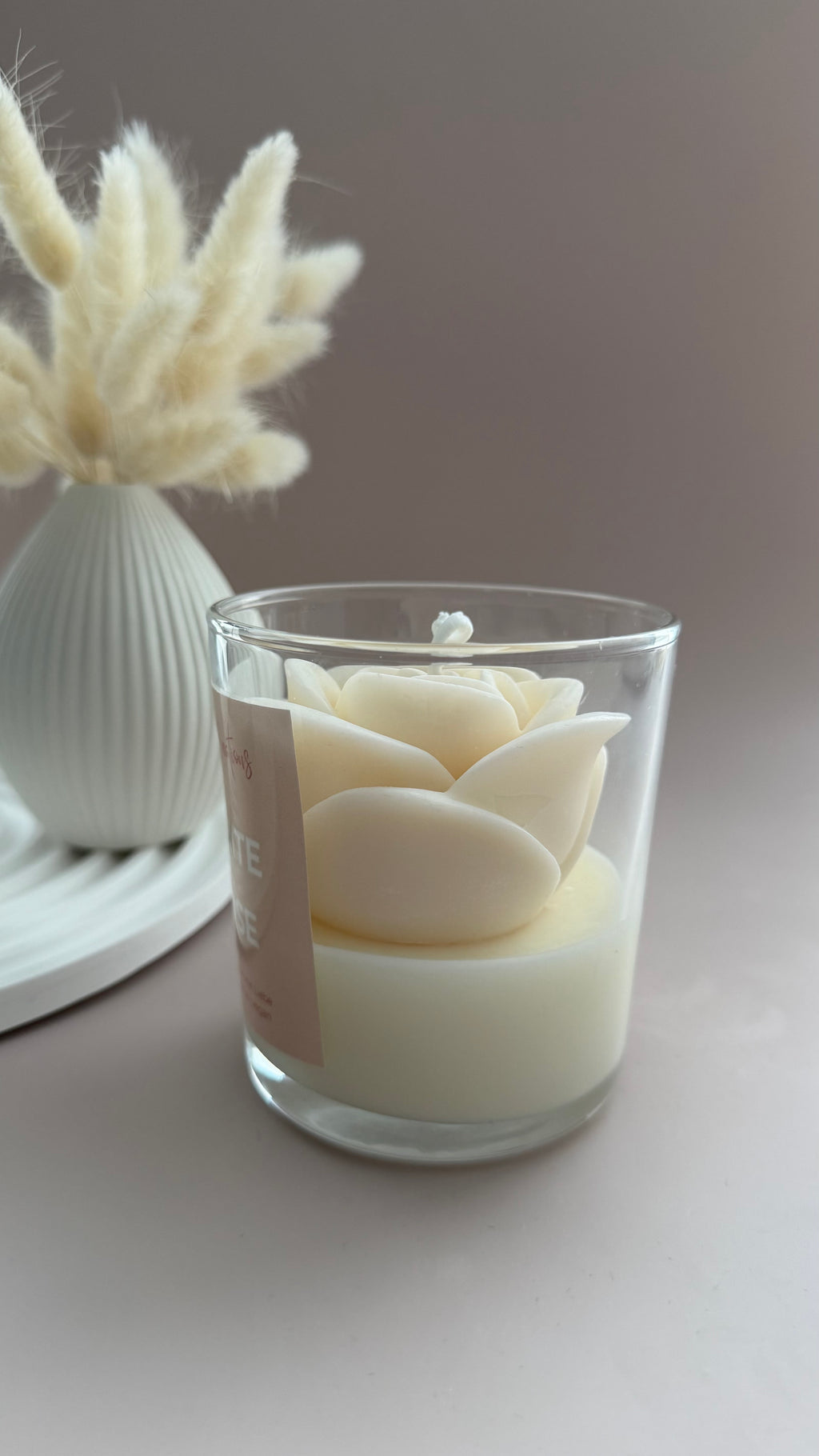 Kerze im Glas - White Rose