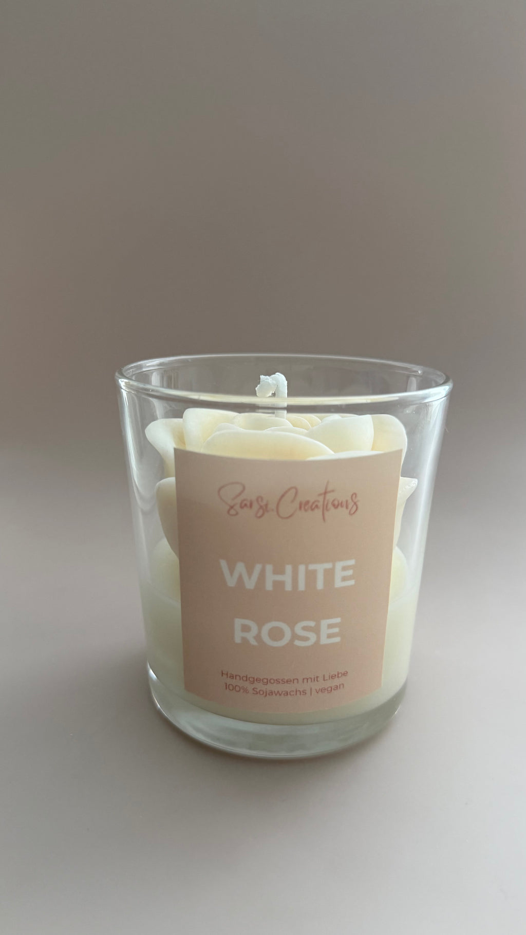 Kerze im Glas - White Rose