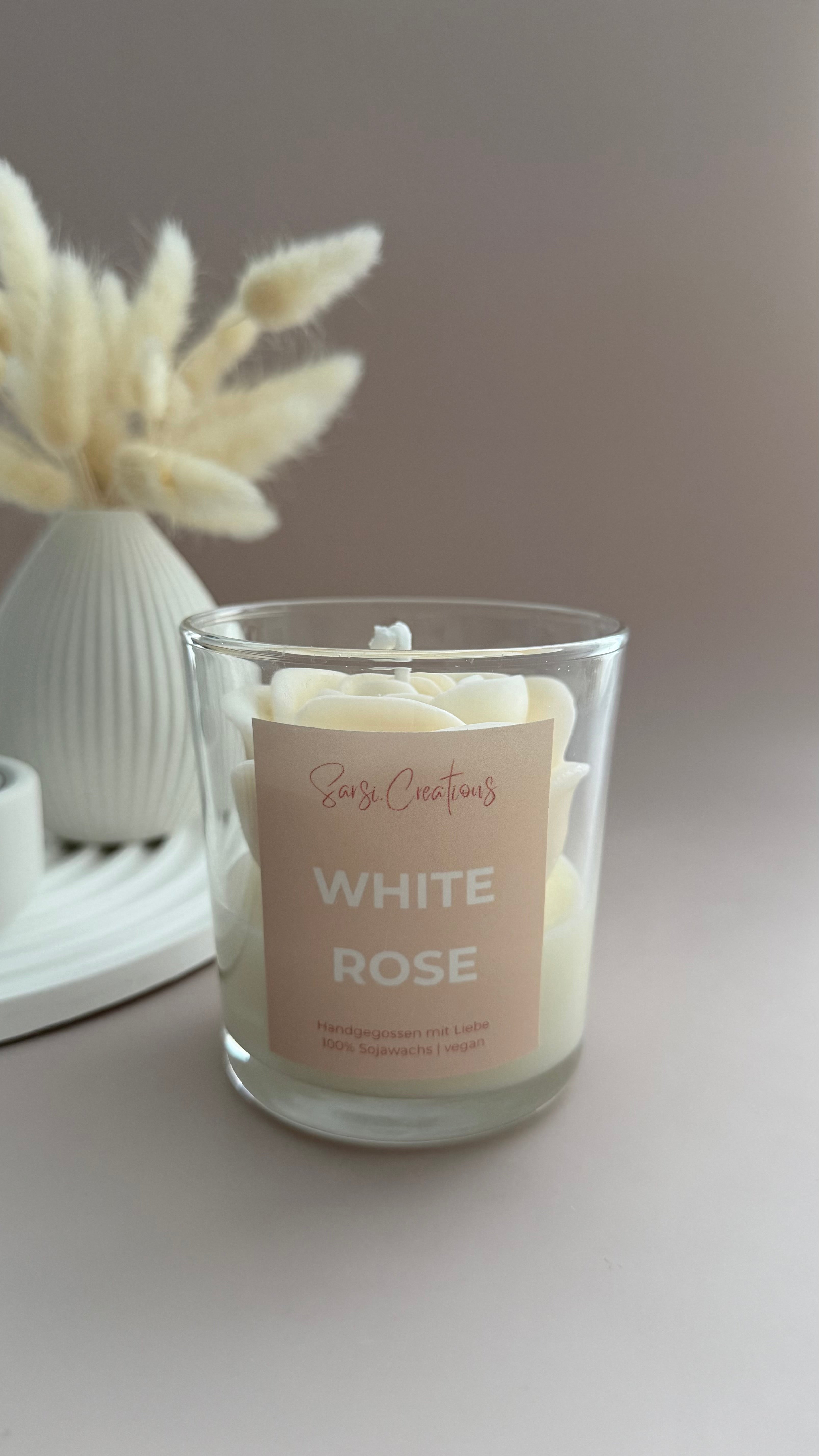 Kerze im Glas - White Rose